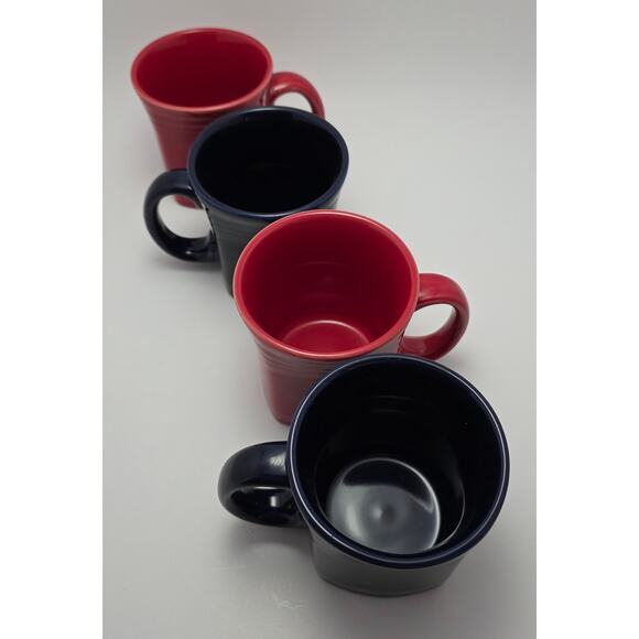 Homer Laughlin Red and Cobalt Blue Fiesta Mugs Set of 4 - Picture 4 of 11